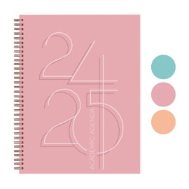 Riley's Planner 2024-2025 Academic Year, 18-Month Academic Weekly Planner - Deco Weekly & Monthly Agenda Planner, Flexible Cover, Notes Pages, Twin-Wire Binding (8.5 x 11 inch, Pink)
