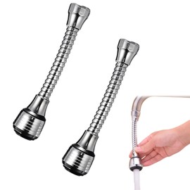 Flexible Faucet Aerator+2PCS Tap Extender+360° Rotating+Dual Water Modes+Universal Fit+Silver