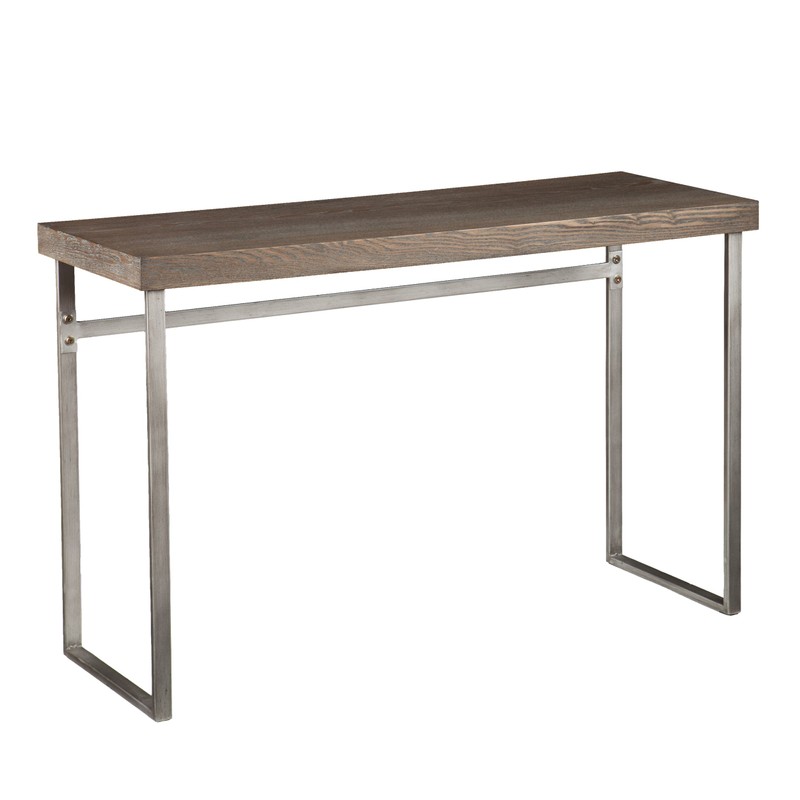 Southern Enterprises Nolan, Console Table, Weathered Burnt Oak/Chrome