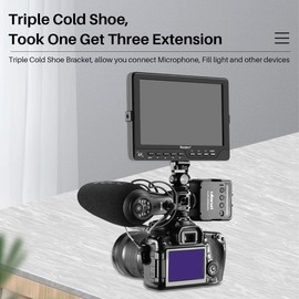 ULANZI PT-12 Triple Cold Shoe Mounts Plate Microphone Led Video Light Extension Bracket Microphone Stand Rig Bracket Compatible for DJI OSMO Mobile 3 2 Zhiyun Smooth 4/Feiyu Vimble 2 Gimbal Stabilizer