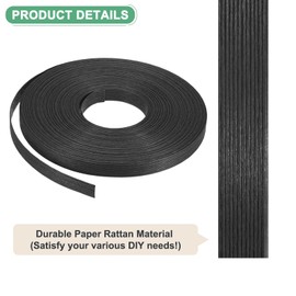 M METERXITY Paper Weaving Cane 12-Ply, 21.8 Yards x 0.47 Inch Paper Rattan Weaving Cane Material for DIY Crafts Making/Home Decoration, Basket Weaving Supplies [Black]