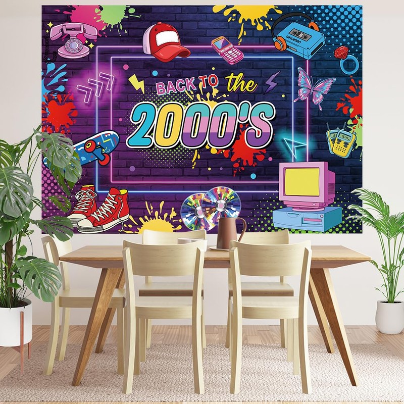 Early 2000s Theme Backdrop 7x5ft Back to The 2000s Decorations