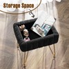 Greenstell Vanity Stool Chair Faux Fur with Storage, 15.7"L x