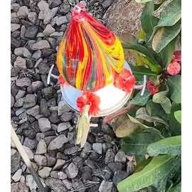 Set of 2 Swirl Glass Hummingbird Feeders by Ultimate Innovations (Yellow Red)