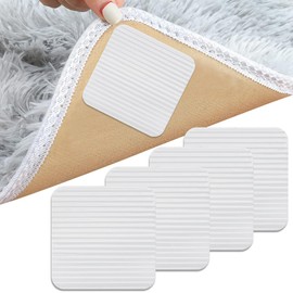 XYGK Rug Pads Grippers 4 Pcs, Vacuum Tech Anti Slip Rug Grippers for Hardwood and Tile Floors, Washable Anti-Curl Carpet Grippers Mat for Rug: Keep Your Rug in Place & Make Corners Flat