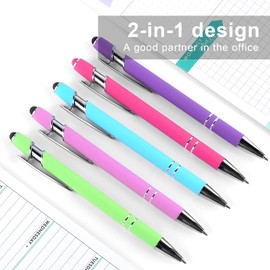 8 PCS (2-in-1) Ballpoint Pens with Stylus Tip, 4 Pen Clips, Black Ink Stylus Retractable Ballpoint Pen for Students Office School Supplies