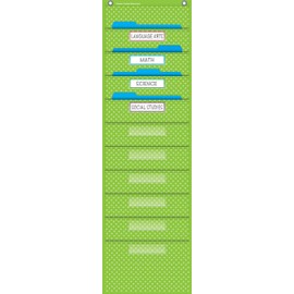Teacher Created Resources Polka Dot Storage Chart File Pocket, 14 x 46-1/2 in, Lime