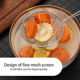 Hahhhha 2pcs Stainless Steel Wire Skimmer Spoon with Hook, Stainless Steel Non Stick Frying Spider Strainer,Kitchen Utensils Wire Strainer Pasta Strainer Spoon