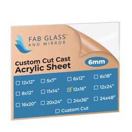 Fab Glass and Mirror Plastic PET Lightweight 12"x16" (6mm) Thick Acrylic Sheet Use for Sneeze Guard, DIY Craft Projects, Plexiglass for Home Décor, Welcome Sign Boards, Clear (ACR6M12X16RC)