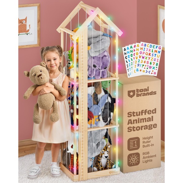 Toaibrands Stuffed Animal Zoo Storage Cage | Wooden Plush Tower