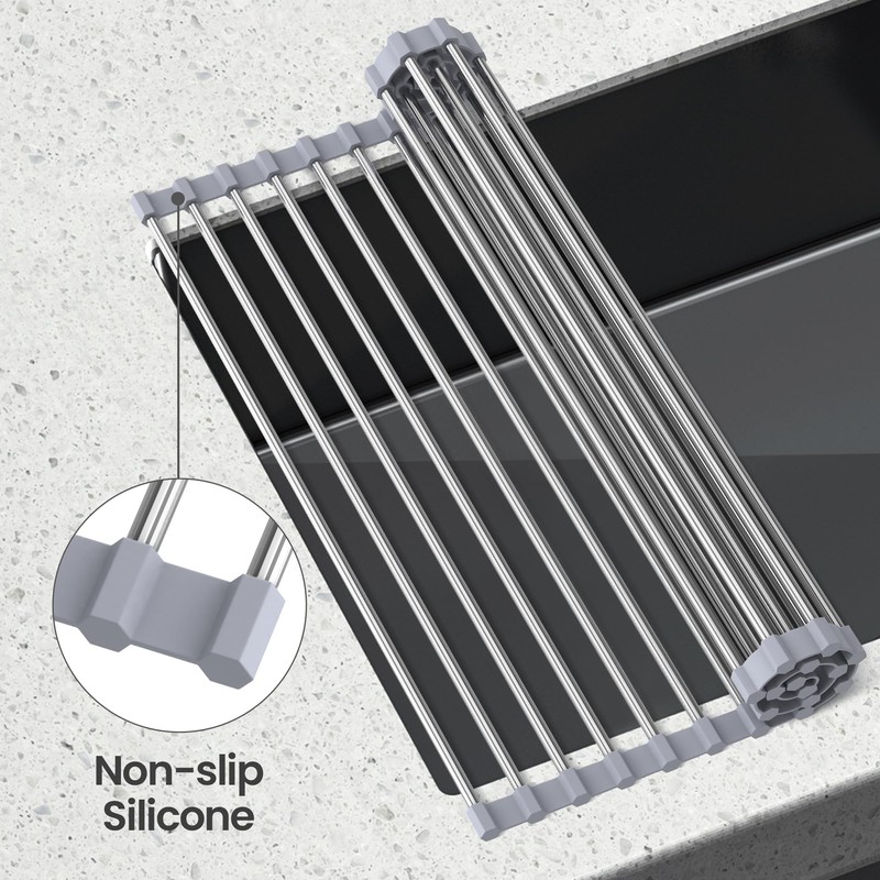 cenglng roll Dish Rack for Kitchen， Silicone Wrapped Dish Drying