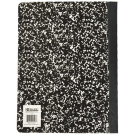 BAZIC Composition Book Wide Ruled 100 Sheet Black Marble Notebook, Writing Journal Comp Lined Notebooks for School, 1-Pack