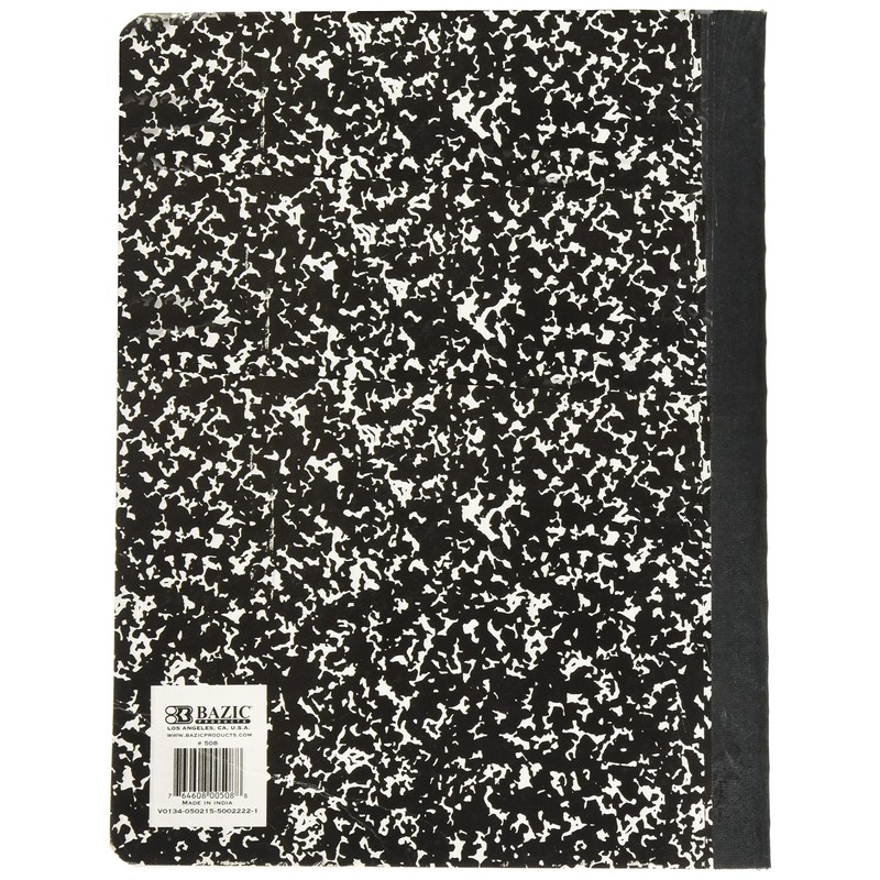 BAZIC Composition Book Wide Ruled 100 Sheet Black Marble Notebook,