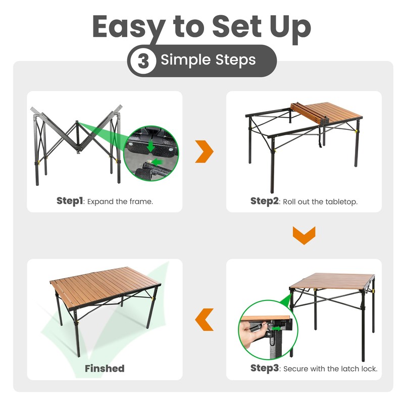 Large 46.4" Camping Table for 2-6 People - 220lbs Capacity