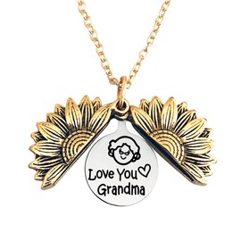 Grandma Sunflower Necklace Gifts for Women Nana Gifts from Grandkids Mothers Day Gifts for Grandmother Grandma Gifts from Grandchildren Birthday Gifts for Nana Sunflower Pendant Necklaces