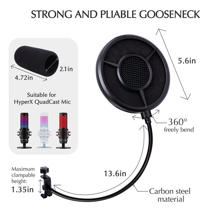 Pop Filter Foam Cover Set for HyperX QuadCast, QuadCast S