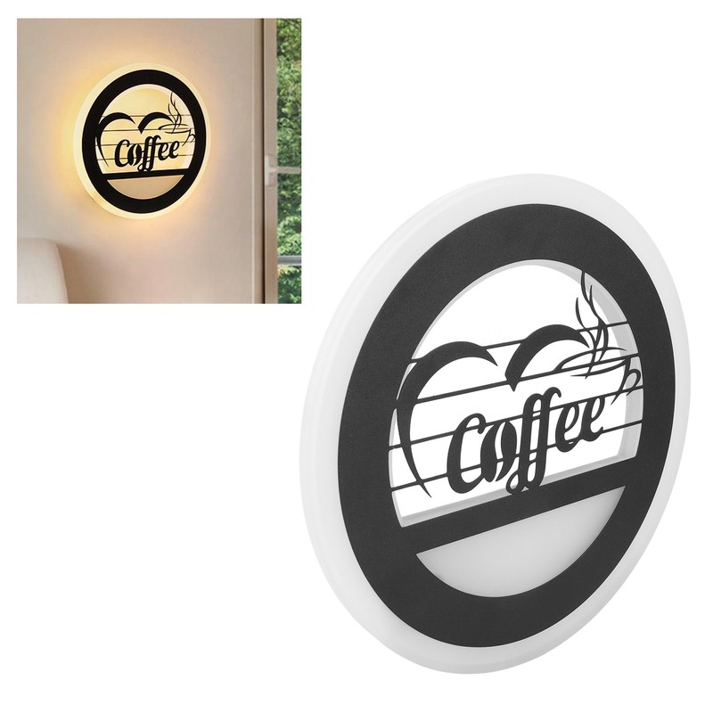 LED Wall Lamp Coffee Pattern Modern Bedside Wall Lamp for