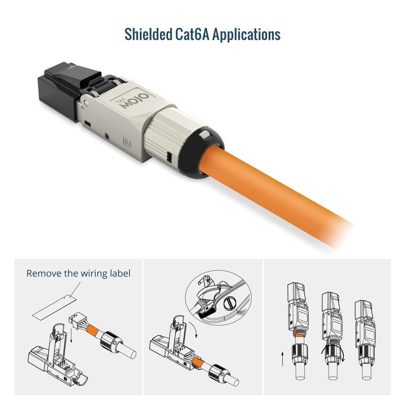 Tecmojo CAT6A Shielded Field plug 10Gigabit, 2 Pack