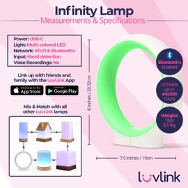 LuvLink Infinity Lamp v2 Award Winning Friendship Lamp - Simple Bluetooth Setup (Single, White)