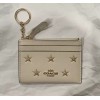 Coach Chalk Gold Star Print Leather Mini Skinny ID Card