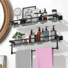 SFGSOWOR Bathroom Glass Shelf with Towel Bar/Rack 24 inches Wall-Mounted