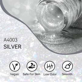 MEGIOR Silver Moonlight Cat Eye Gel Nail Polish 15 ML Glitter Holographic Magnetic Spring Summer Gel Polish with Magnet Soak Off UV/LED Nail Art Salon Manicure DIY at Home