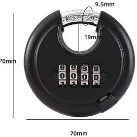 2 Pack Stainless Steel Discus Padlock 4 Digit (3inch) Combination Lock Outdoor for Warehouse, Sheds, Storage Locker, Units (Black.2Pack)
