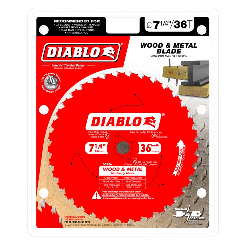 Diablo Wood and Metal Cutting Carbide Circular Saw Blade -
