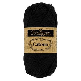 Scheepjes Catona - Hilo de ganchillo de algodón mercerizado 100 g - 110 Jet Black - 1 bola