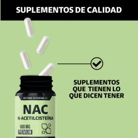 Beyond Vitamins | Nac N- acetil Cisteína 600mg Ultra-premium Con Inulina De Agave (prebiótico Natural) | N-acetyl Cysteine - Antioxidante - Detox - Vi