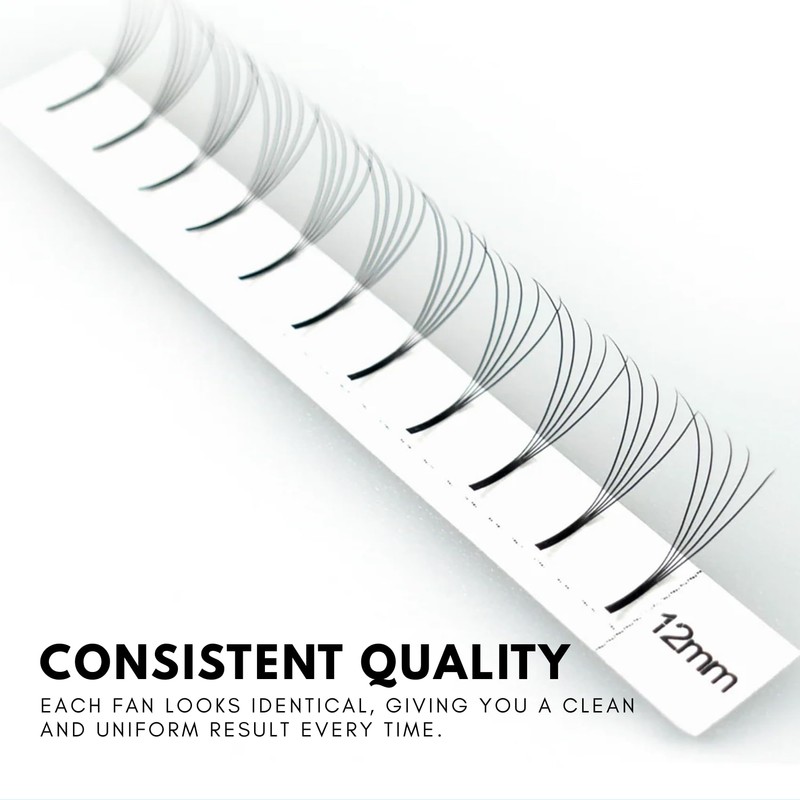 Long Stem Premade Fans 4D 0.10mm D Curl 12mm, Premade