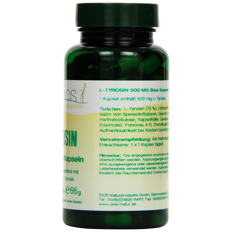 Bios L-Tyrosine 500 mg 100 Capsules Pack of 1 x