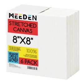 MEEDEN Stretched Canvas, 8 × 8 Inch, Pack of 6, Blank White Canvases for Painting, 100% Cotton, 8 oz Gesso-Primed, Pre-Stretched Canvas for Acrylic Oil Pouring & Airbrushing Painting