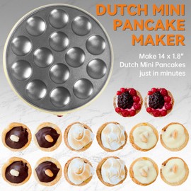 Baker's Friend Baker's Friend Mini Pancakes Maker Machine, Dutch Mini Pancake Griddle, 14 Holes Electric Poffertjes Pan, Ideal for Breakfast, Snacks, Desserts & More, Yellow