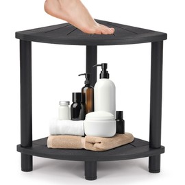 HDPS Shower Stool with Storage Shelf- Non-Slip Bath Bench, Bathroom Safety Seat, 330lbs Capacity, Lightweight Portable Shower Chair for Storage Shelf for Shaving Legs Plastic Spa Bath Step footrest