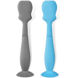 2 Pack Baby Diaper Cream Brush, Diaper Cream Spatula Applicator Silicone Baby Butt Paste Spatula for Babies, Newborn (Gray, Blue)