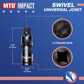 MTO Universal Joint Set 1PCS, 1/4"Drive Swivel Socket Set, Socket Adapter Set for Any Angle, Impact Grade CR-V Steel, for Wrench Ratchet Use