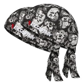 ARCCAPTAIN 2PC Welding Doo Rag, Welding Cap, Protective Welders Cap, Welding Hats for Men, Fireproof Cotton and Durable for Safety, Skull, L Size