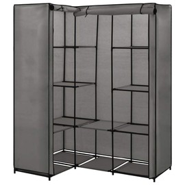 Dyncan Maximize Space with Durable Corner Wardrobe, Sturdy Iron Frame and Fabric Cover for Clothes and Shoes, Gray