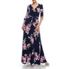 Bon Rosy Women's 3/4 Sleeve Floral Printed Bohemian Maxi Wrap