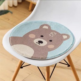 champracer Round Chair Cushion, Seat Cushion, Children's Seat Cushion, Washable Soft Seat Cushion, Comfort Chair Cushion, as Chair Cushion for Outdoor and Indoor Garden Chair (Bear, 53 x 53 cm)