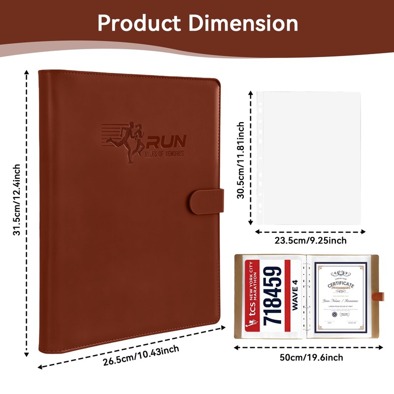 Race Bib Album Book with 40 Protective Sleeves, Runner's Bib
