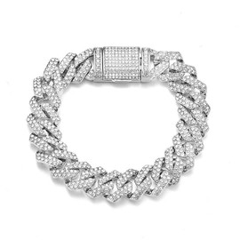 Cuban Link Dog Chain Collars Diamond Glitter Rhinestone for Dogs Jewelry Dog Collar Necklace Metal Pet for Puppy Small Medium Large Dogs Cats(Silver 14inch)