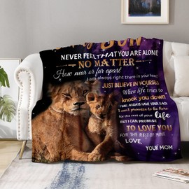 Son Blanket Gifts from Mom - Birthday Gift from Mother Dad to My Son Boys Lightweight Throw Love Quotes Decor Soft Fuzzy Fleece Cozy Birthday Christmas Thanksgiving Graduation Gifts for Son 50"x60"