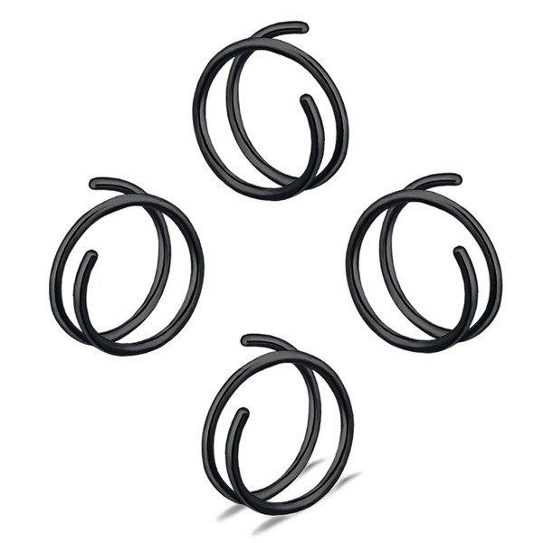 Tanreeqee Double Nose Rings - Spiral Hoops, Hypoallergenic Stainless Steel