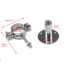 Quluxe 2 Pcs Stainless Steel Wall Mount Ceiling Mount Pipe Supports, Adjustable Pipe Bracket Clamp Pipe Strap for Dia 1-1/2 Inch Pipe Tube