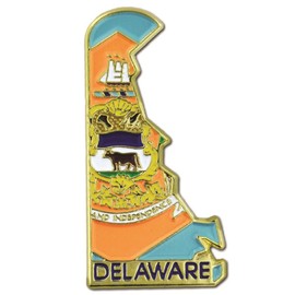 PinMart Delaware Shape Flag Lapel Pin – Complete United States of America Pin Set – Gold Plated Enamel US State Shirt Pins – Great Commemorative/Promotional Gift