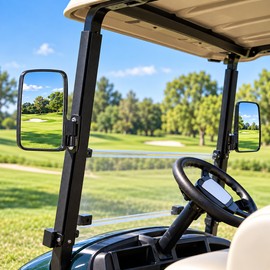 Golf Cart Side Mirrors for Rear Viewing – Adjustable Glass & ABS Mirror Pair for Easier Maneuvering on Golf Cart Paths