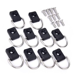 10 Pack of GYWHOOFT Steel Lashing Rings for Kayak, Canoe, Fishing Rigging with M6 Screws x10, D Buckle Tie Down Loops for Kayak Rigging, D Rings for Canoe and Boat (Square Type)