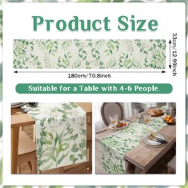 Hierein Modern Table Runner, Green Eucalyptus Autumn Table Runner, Exquisite Table Runner Green for Party, Birthday, Wedding, Indoor, Outdoor, 33 x 180 cm, Seasonal Table Decoration, Autumn Decoration